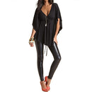 New Fashion Women Blouse Sexy V Neck Batwing Sleeve Solid Loose Casual Tee Shirt Tops