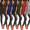 New Fashion Women Blouse Sexy V Neck Batwing Sleeve Solid Loose Casual Tee Shirt Tops