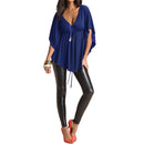 New Fashion Women Blouse Sexy V Neck Batwing Sleeve Solid Loose Casual Tee Shirt Tops