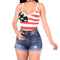 Sexy Women Summer Camis Tank Top American Flag Star Stripe Print Sleeveless Bustier Top Red