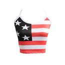 Sexy Women Summer Camis Tank Top American Flag Star Stripe Print Sleeveless Bustier Top Red