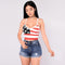 Sexy Women Summer Camis Tank Top American Flag Star Stripe Print Sleeveless Bustier Top Red