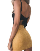 Sexy Women Suede Mini Skirt Lace-up Pencil Skirts Casual High Waist Slim Solid Bodycon Skirt Pink/Yellow