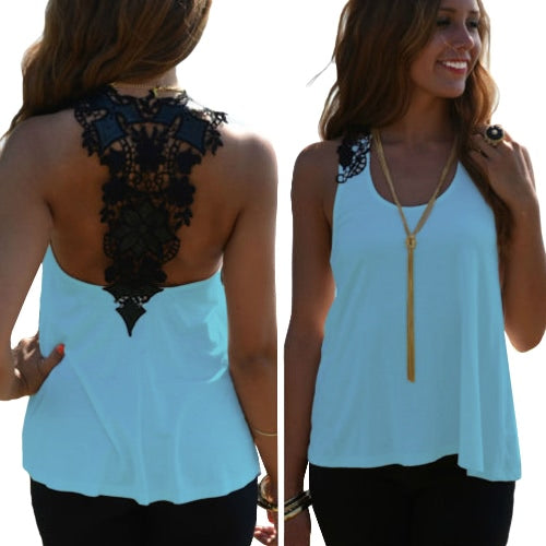 Women Summer Top Casual Sleeveless Vest Shirt Tank Crochet Lace T Shirt