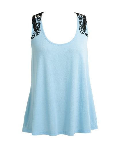 Women Summer Top Casual Sleeveless Vest Shirt Tank Crochet Lace T Shirt