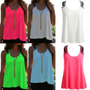 Women Summer Top Casual Sleeveless Vest Shirt Tank Crochet Lace T Shirt