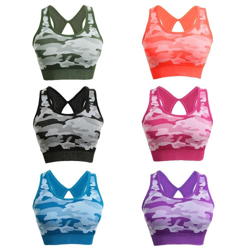 Fashion Women Sports Bra Camouflage Wireless Seamless Fitness Underwear Padded Gym Yogo Workout Vest