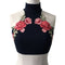 Women Sexy Crop Top Backless Camis Halter Embroidery Nightclub Party Short Tank Top Black/White