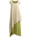 Women Vintage Casual Loose Maxi Dress Floral Embroidery O Neck