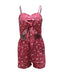 Sexy Women Jumpsuit Knot Hollow Out Floral Print Back Casual Summer Short Rompers Playsuit Red