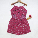 Sexy Women Jumpsuit Knot Hollow Out Floral Print Back Casual Summer Short Rompers Playsuit Red