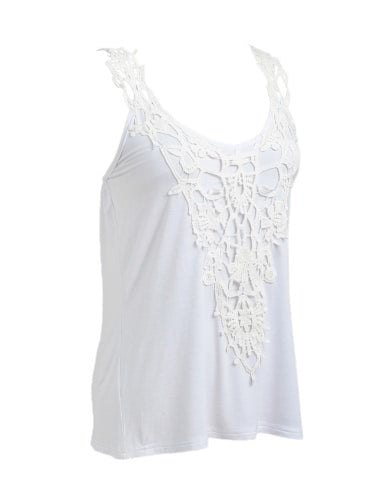 New Women Elastic Tank Tops O-Neck Lace Crochet Vest Slim Bodycon Sexy Summer Camis White/Black