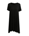 Fashion Women Solid A-Line Dress Round Neck Short Sleeves