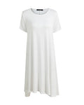 Fashion Women Solid A-Line Dress Round Neck Short Sleeves