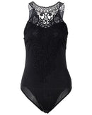 Sexy Women Bodycon Sleeveless Jumpsuit Bodysuit Hollow Out Crochet Lace Ribbed Slim Playsuit Rompers