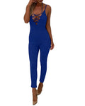 Sexy Women Jumpsuit Lace Up Bodysuit Strap V-Neck Backless Bodycon Playsuit Rompers Overalls