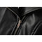 Women PU Leather Jacket Floral Embroidery Zipper Biker Jacket