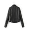 Women PU Leather Jacket Floral Embroidery Zipper Biker Jacket