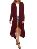 New Women Cardigan Plus Size Coat  Solid Long Sleeve Asymmetry Hem Poncho Shawl Thin Coat