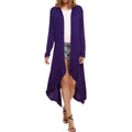 New Women Cardigan Plus Size Coat  Solid Long Sleeve Asymmetry Hem Poncho Shawl Thin Coat