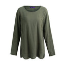 New Korean Women Loose Cotton Casual Long Sleeve Ethnic Vintage Solid T-Shirt Top Tunic Dress