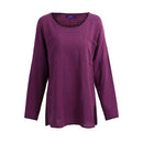 New Korean Women Loose Cotton Casual Long Sleeve Ethnic Vintage Solid T-Shirt Top Tunic Dress