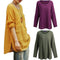 New Korean Women Loose Cotton Casual Long Sleeve Ethnic Vintage Solid T-Shirt Top Tunic Dress