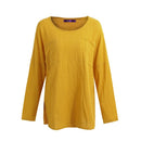 New Korean Women Loose Cotton Casual Long Sleeve Ethnic Vintage Solid T-Shirt Top Tunic Dress