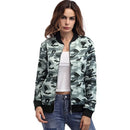 Autumn Winter Women Camouflage Bomber Jacket Zipper Baseball Coat Casual Streetwear Outerwear Grey/Army Green