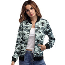 Autumn Winter Women Camouflage Bomber Jacket Zipper Baseball Coat Casual Streetwear Outerwear Grey/Army Green