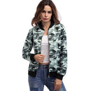 Autumn Winter Women Camouflage Bomber Jacket Zipper Baseball Coat Casual Streetwear Outerwear Grey/Army Green