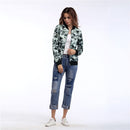 Autumn Winter Women Camouflage Bomber Jacket Zipper Baseball Coat Casual Streetwear Outerwear Grey/Army Green