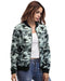 Autumn Winter Women Camouflage Bomber Jacket Zipper Baseball Coat Casual Streetwear Outerwear Grey/Army Green