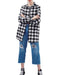 Women Cotton Plaid Shirt Dress Long Sleeve Irregular Plus Size Casual Check Tunic Long Blouse Top Black/Red