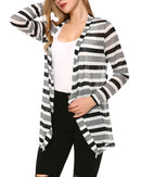 Casual Cable Knit Cloak Cardigan Geometric Print Drape Front