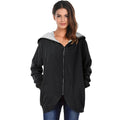 Women Autumn Winter Hoodies Zip Up Long Sleeve Plus Size Loose Jacket Hooded Coat Cardigan Parka Black/Army Green