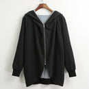 Women Autumn Winter Hoodies Zip Up Long Sleeve Plus Size Loose Jacket Hooded Coat Cardigan Parka Black/Army Green