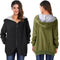 Women Autumn Winter Hoodies Zip Up Long Sleeve Plus Size Loose Jacket Hooded Coat Cardigan Parka Black/Army Green