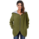 Women Autumn Winter Hoodies Zip Up Long Sleeve Plus Size Loose Jacket Hooded Coat Cardigan Parka Black/Army Green