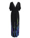 Sexy Women Plunge V Neck Print Plus Size Dress Ruched Big Size Maxi Party Dress Black