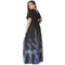 Sexy Women Plunge V Neck Print Plus Size Dress Ruched Big Size Maxi Party Dress Black