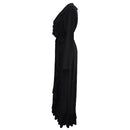 Sexy Women V Neck Long Sleeves Plus Size Dress Ruffles Irregular Hem Big Size Solid Maxi Dress Black