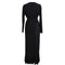 Sexy Women V Neck Long Sleeves Plus Size Dress Ruffles Irregular Hem Big Size Solid Maxi Dress Black