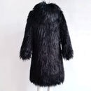 Women Faux Fur Jacket Solid Color Hooded Long Sleeve Fluffy Hairy Warm Winter Slim Long Outerwear