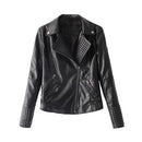 Fashion Women Autumn PU Leather Jacket Rivet Motorcycle Biker Zip Coat Faux Leather Street Jaqueta Outerwear