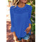 Women Chiffon Blouse Shirt Sheer Lace Cut Out O-Neck Ruffle Flare Sleeve Solid Casual Loose Top