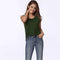 New Women Knitted Sweater Solid Color Round Neck Sleeveless Irregular Hem Mini Pullover Knitwear Grey/Army Green/Dark Blue