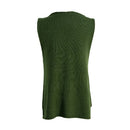 New Women Knitted Sweater Solid Color Round Neck Sleeveless Irregular Hem Mini Pullover Knitwear Grey/Army Green/Dark Blue