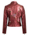 Fashion Women Embroidery Flower PU Faux Leather Jacket Coat Zipper Basic Moto Jacket Outerwear