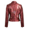 Fashion Women Embroidery Flower PU Faux Leather Jacket Coat Zipper Basic Moto Jacket Outerwear